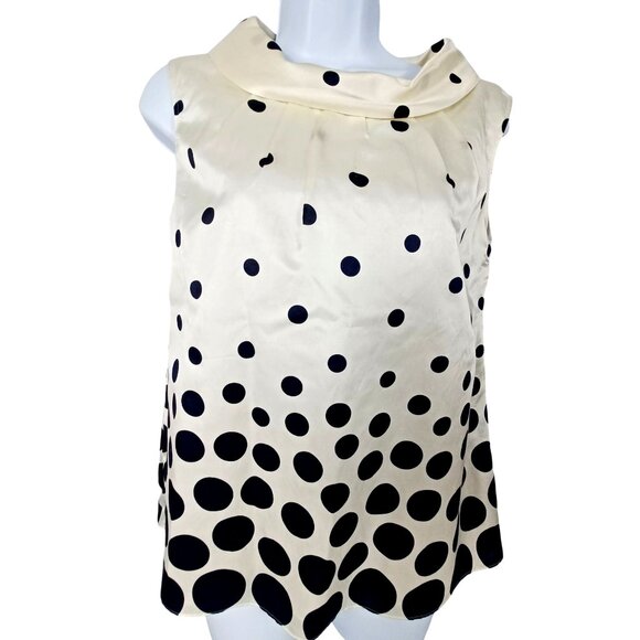 Talbots Chic Holiday Ivory/black Polka Dot Cowl Neck Silky Women Lg Y2K Vtg - Picture 11 of 12